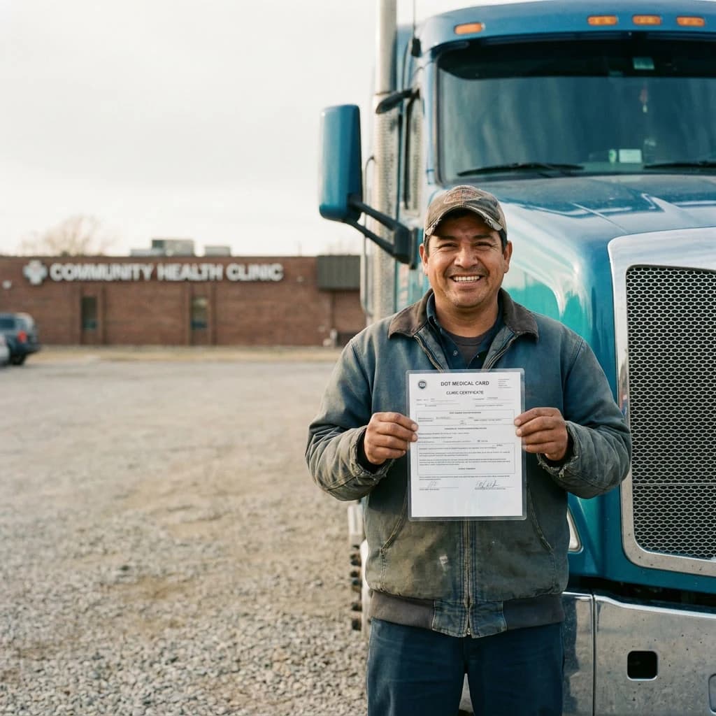 Camionero realizando su examen físico DOT para la licencia CDL en Pasadena
